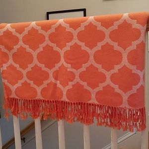 Orange arabesque design throw blanket
